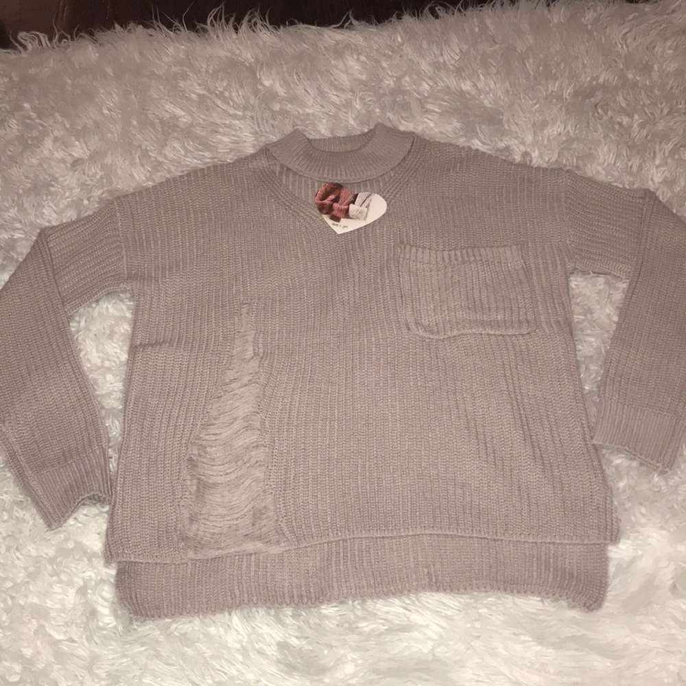 🔥Deep Sugar Distressed Choker sweater top🔥 - Picture 4 of 8